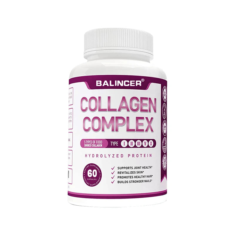 Multi Collagen Capsules, Support Skin Brightening, Anti-Aging, Hair Nail Strength, Joint, Cardiovascular & Gut Digestive Health