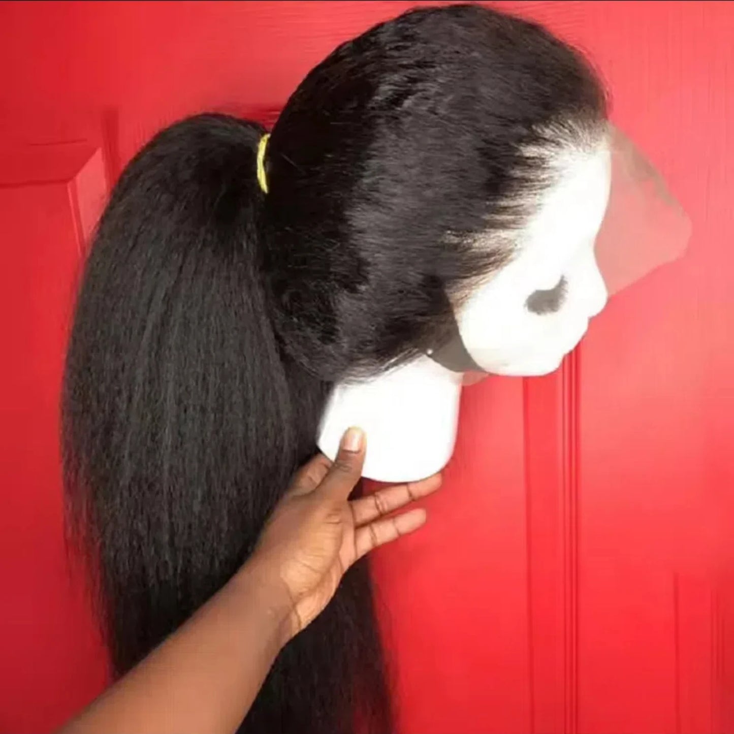 Elegant synthetic tied wig with 13x4 pre combed thermal resistance fiber, suitable for women, no need for glue