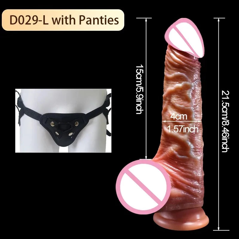 Wearable Realistic Strapon Dildo Skin Testicles Sliding Anal Vagina Sexy Adult Masturbation Big Penis For Women Sex Toys Dildos