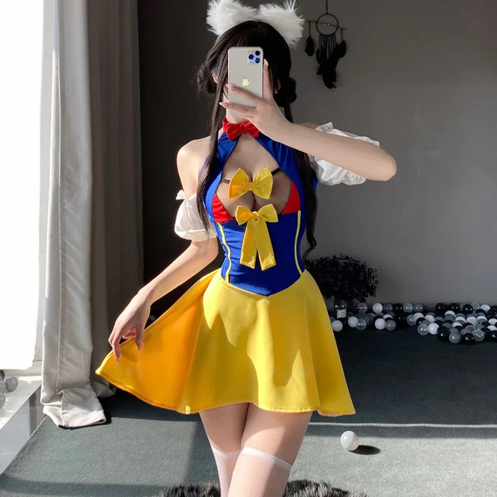 Sexy Maid Dress Outfit Exotic Style Kawaii Club Costume Cosplay Lolita Cute Sexy Women Uniform Dress Cute Bowknot Costumes