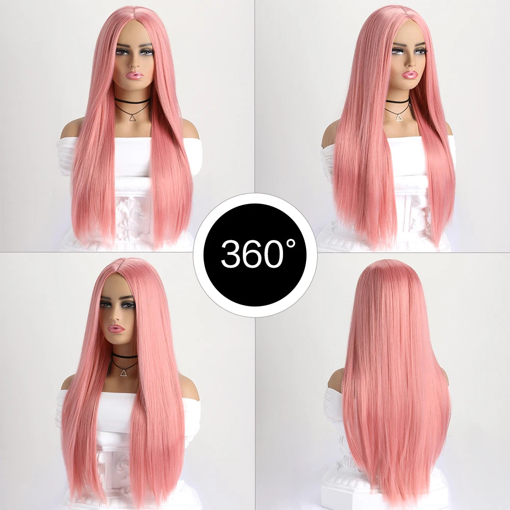 26Inch Colour Wig Long Straight Synthetic Wig for Women Fashion Wig for for Daily Halloween Costume Party Cosplay 
