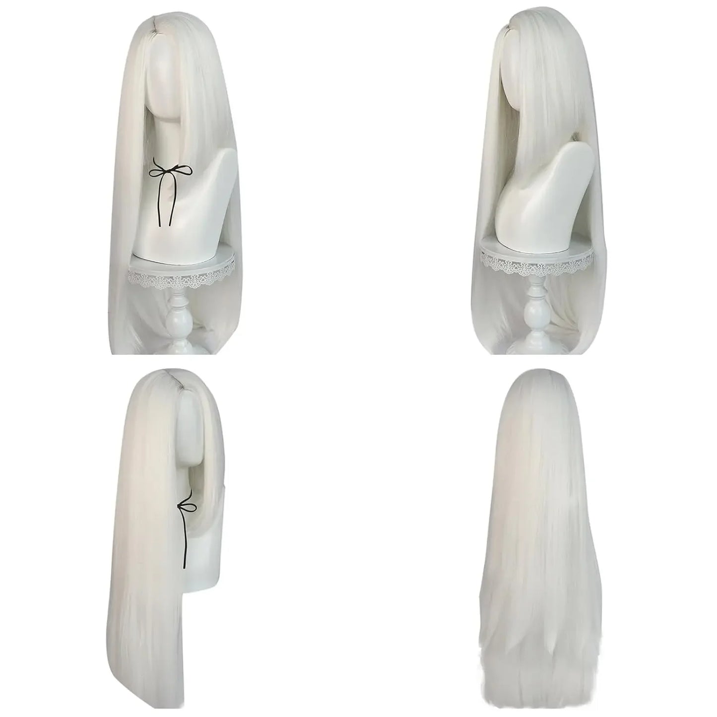 Vaggie Wig for Women Long Straight White Synthetic Wig with Bangs Vaggie Cosplay wig Inuyasha Wig Long Wigs Women