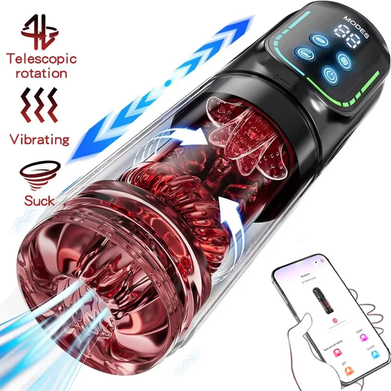 Telescopic Rotation Masturbator Cup Vagina Masturbation Blowjob Adults Sex Toys for Men Male Piston Automatic Mastubator