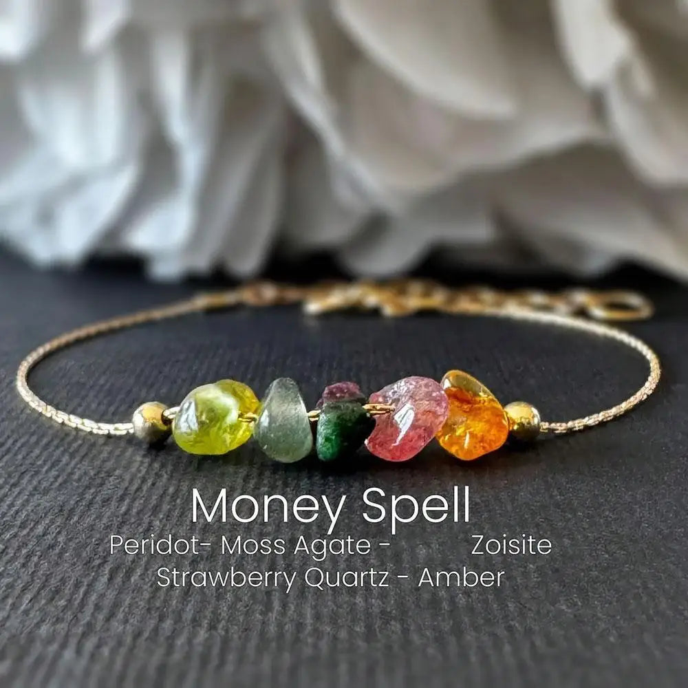 Natural Strawberry Quartz Moonstone Alloy Bracelets Menopause Support Bracelet Hormone Balance Crystal Jewelry with Size Chart