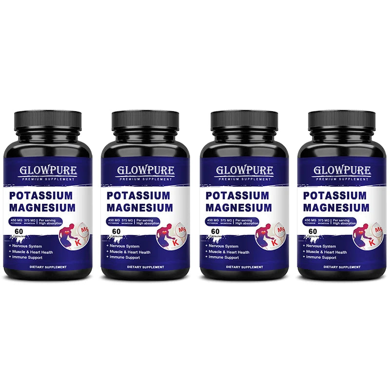 Potassium Magnesium Capsule for Muscle, Bone, Nervous, Heart Health, Relieve fatigue and headaches, Improve Immune System