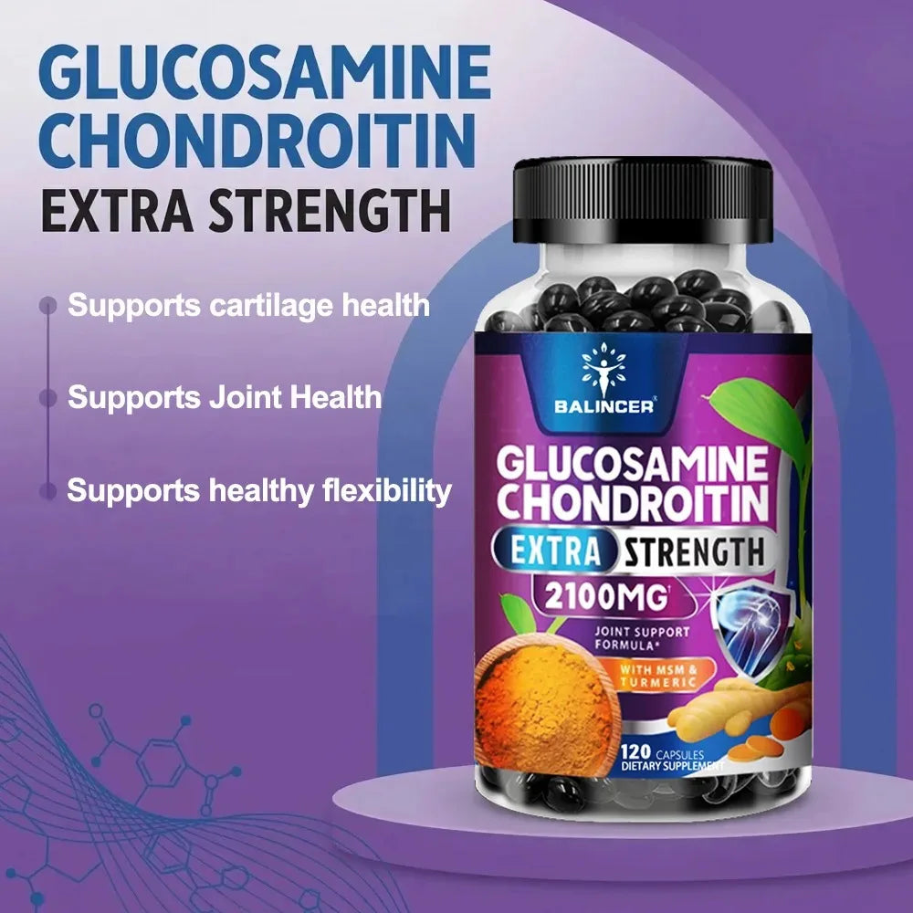 Glucosamine Chondroitin Turmeric & MSM - Joint Health Supplement, Antioxidant, Helps Relieve Back, Knees and Hand Pain