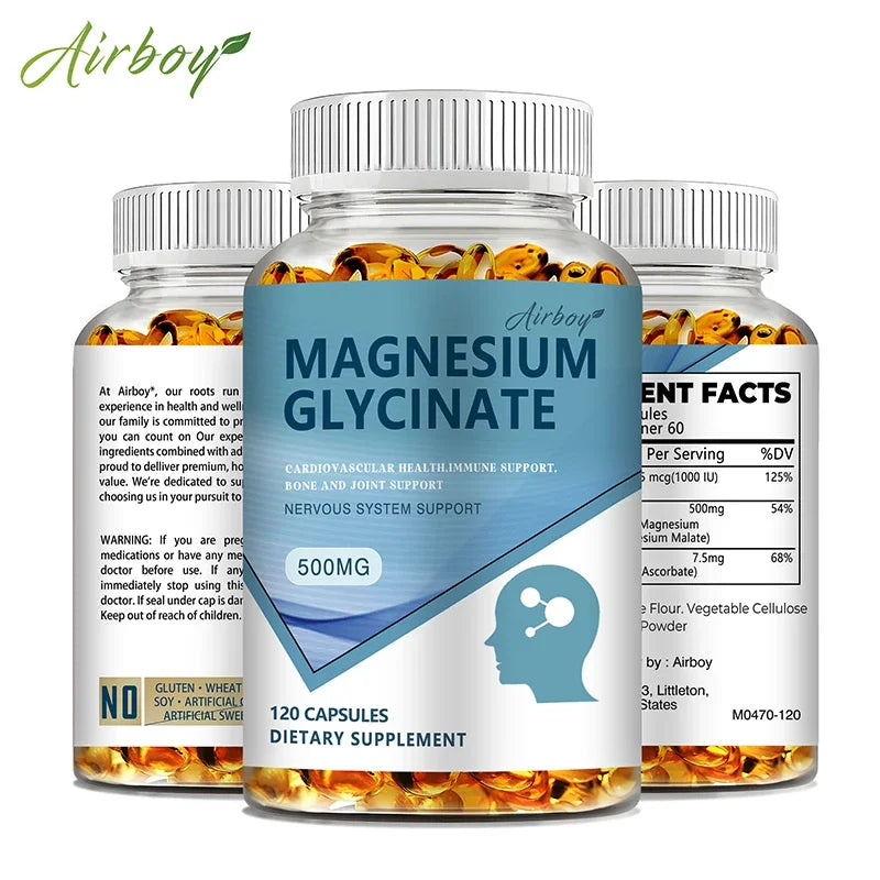 Magnesium Glycinate - Improve Sleep, Relax Nerves, Brain Health, Strengthen Muscles and Bones