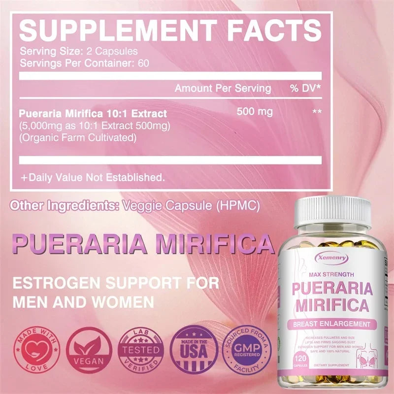 Pueraria Mirifica - Supports Women's Health, Balances Estrogen, Promotes Cell Growth, Relieves Menopausal Symptoms, Non-GMO