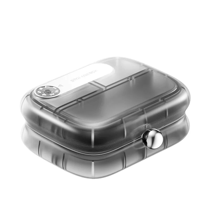 Portable pill box, small pill box for health supplements, vitamins, and weight loss pills, travel pill box for carrying