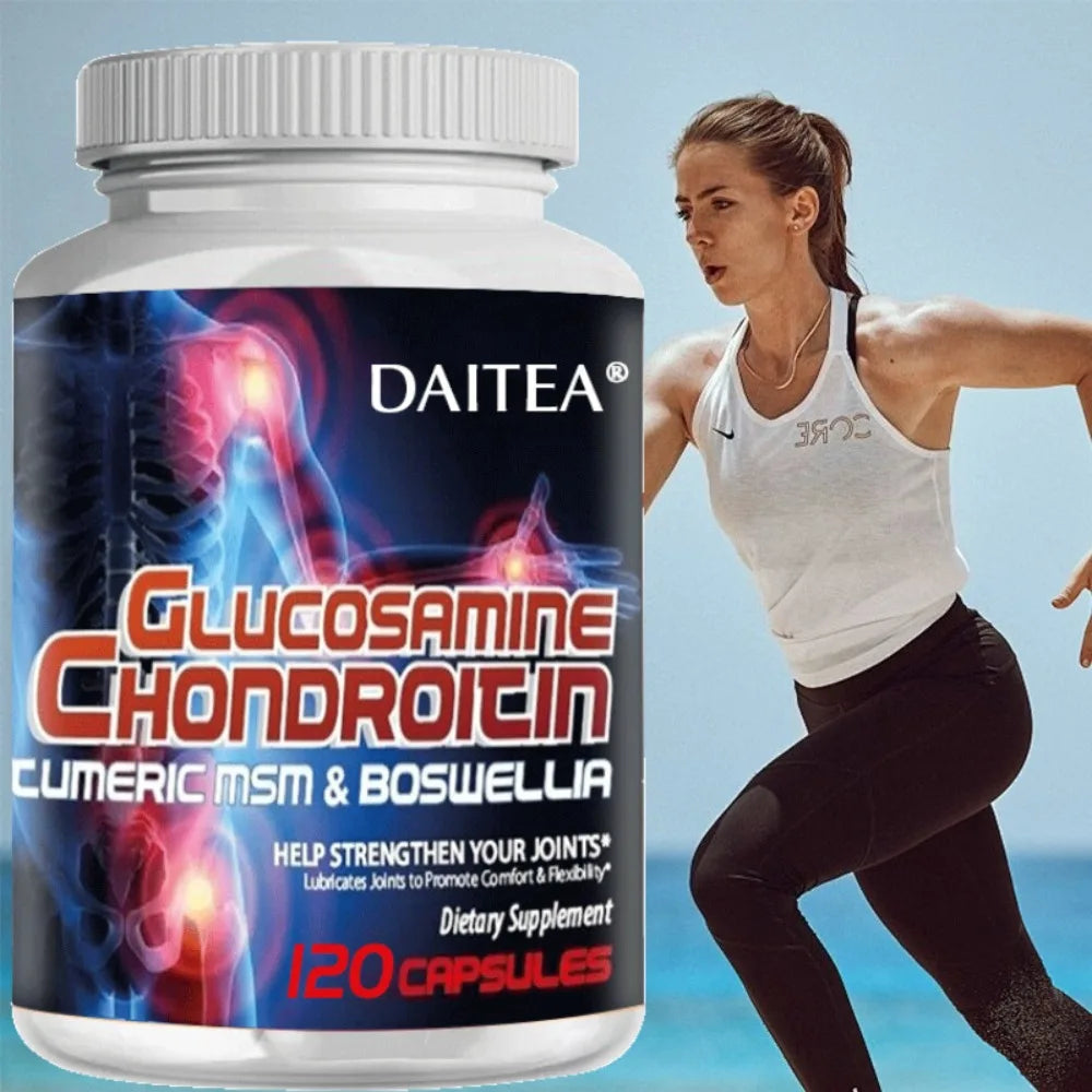 Glucosamine Chondroitin MSM Turmeric - Joint Health Supplement, Antioxidant, Helps Relieve Back, Knees and Hand Pain