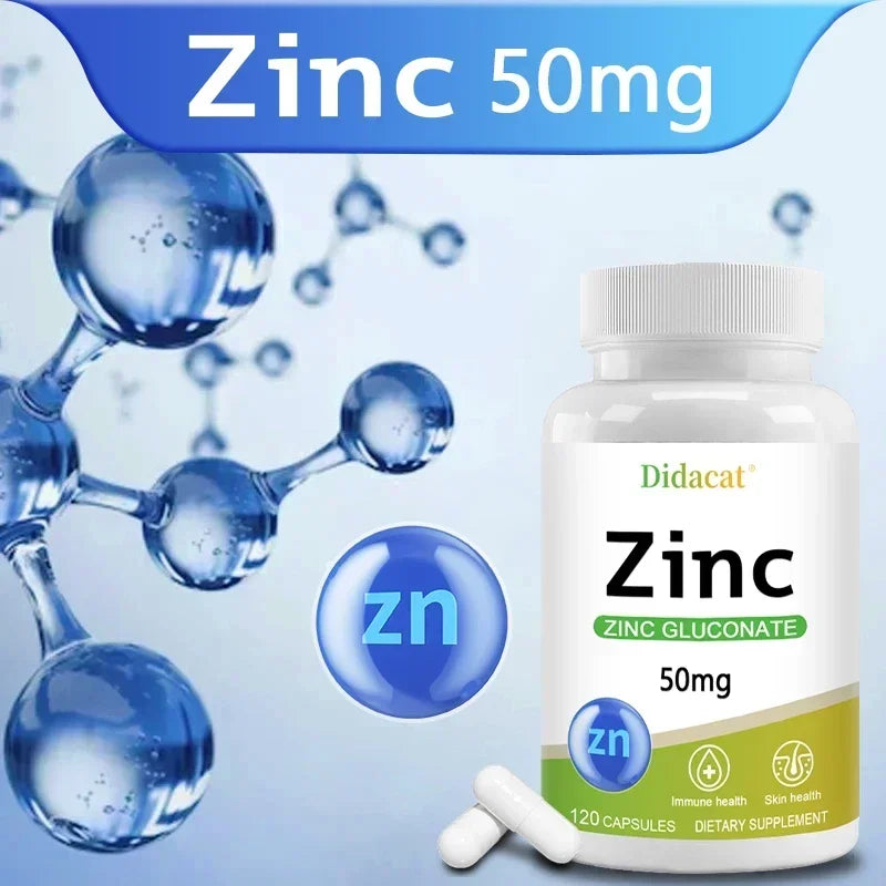 Zinc 50 Mg - with Zinc Gluconate, A Well-absorbed Zinc Supplement for Antioxidant and Immune Function and Skin Health