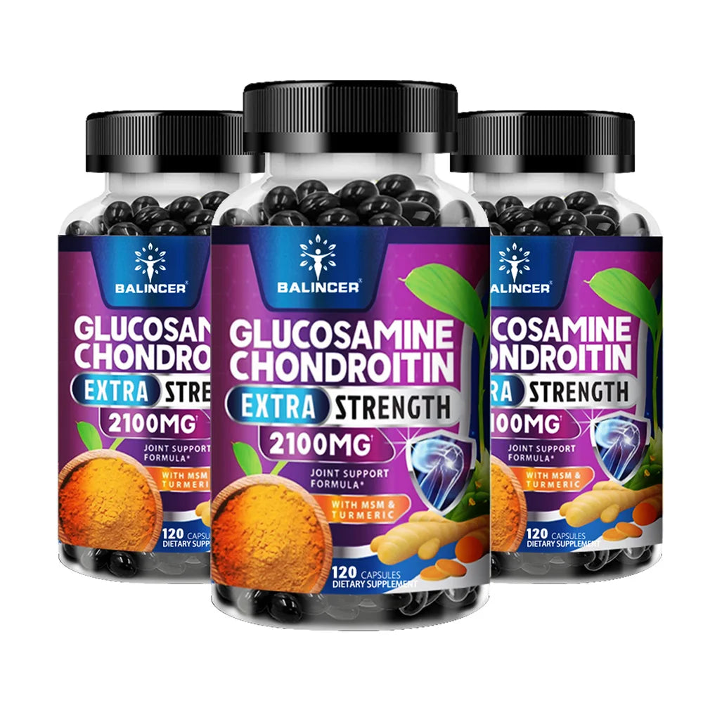 Glucosamine Chondroitin Turmeric & MSM - Joint Health Supplement, Antioxidant, Helps Relieve Back, Knees and Hand Pain