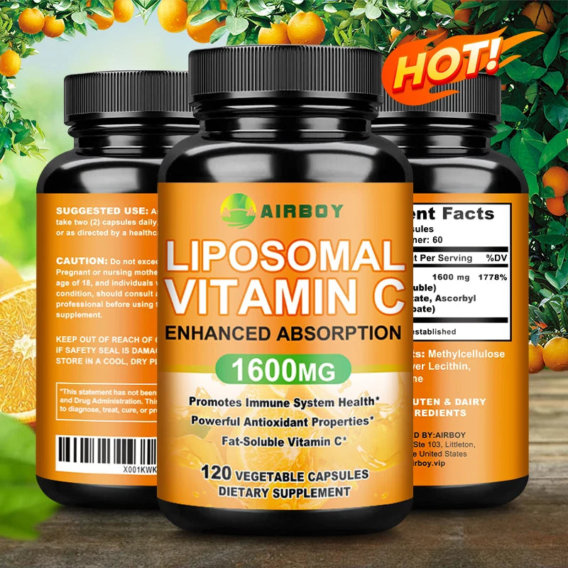Liposomal Vitamin C 1600mg - Promotes Collagen Production, Immune Support, Powerful Antioxidant