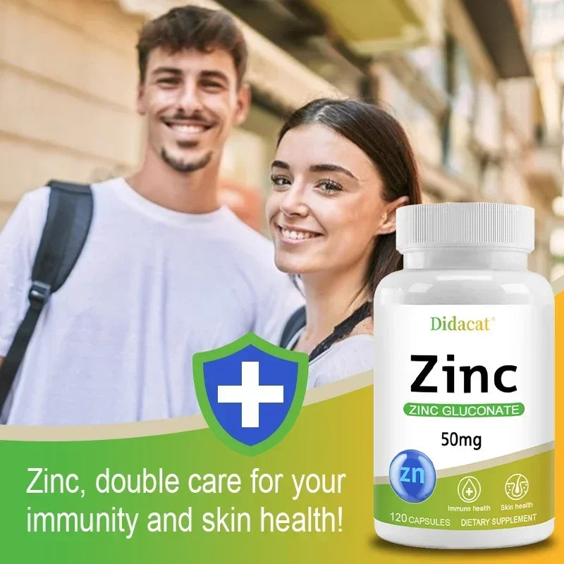 Zinc 50 Mg - with Zinc Gluconate, A Well-absorbed Zinc Supplement for Antioxidant and Immune Function and Skin Health