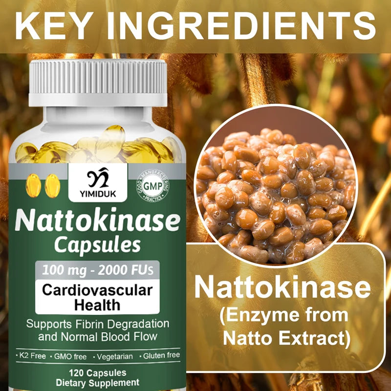 YIMIDUK Premium Nattokinase Supplement, Supports Heart Health, Normal Blood Flow, Fibrin Degradation & Circulatory Wellness