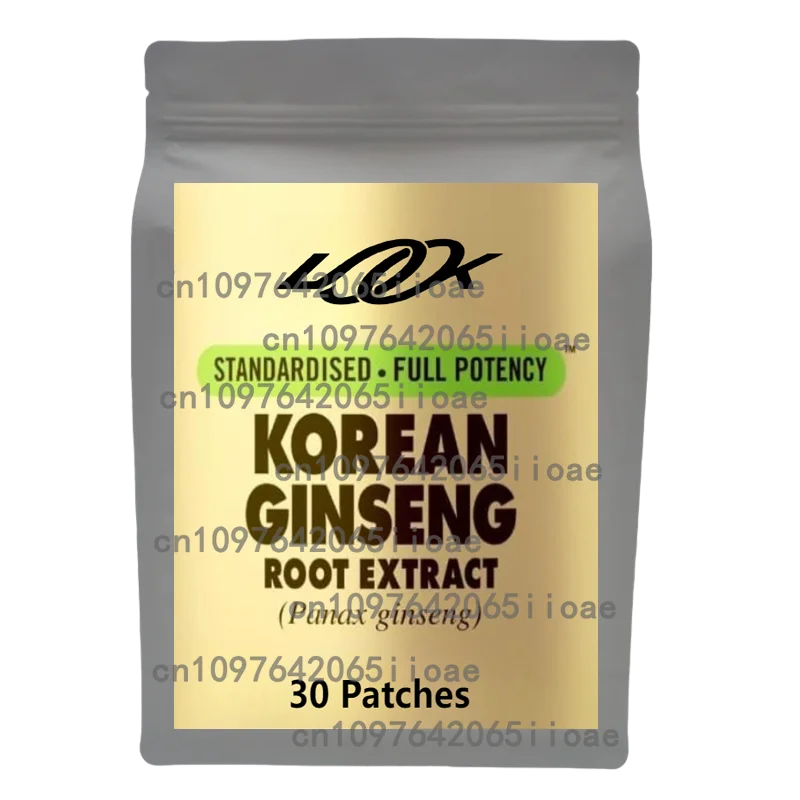Korean Red Panax Ginseng Transdermal Patches Energy Performance Focus Supplement with Ginkgo Biloba for Men & Women 30 Patches