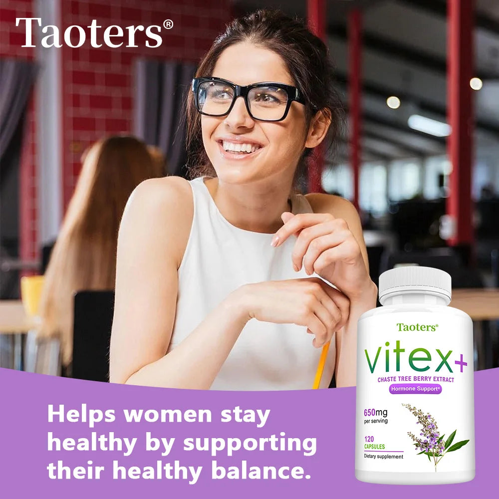 Vitex Berry Extract, Complete Herbal Supplement for Women's Menopause, Improves Skin, Regulates Mood, Promote Sleep, Non-GMO