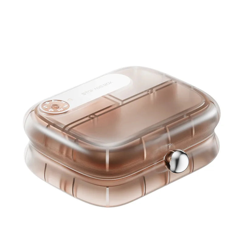 Portable pill box, small pill box for health supplements, vitamins, and weight loss pills, travel pill box for carrying