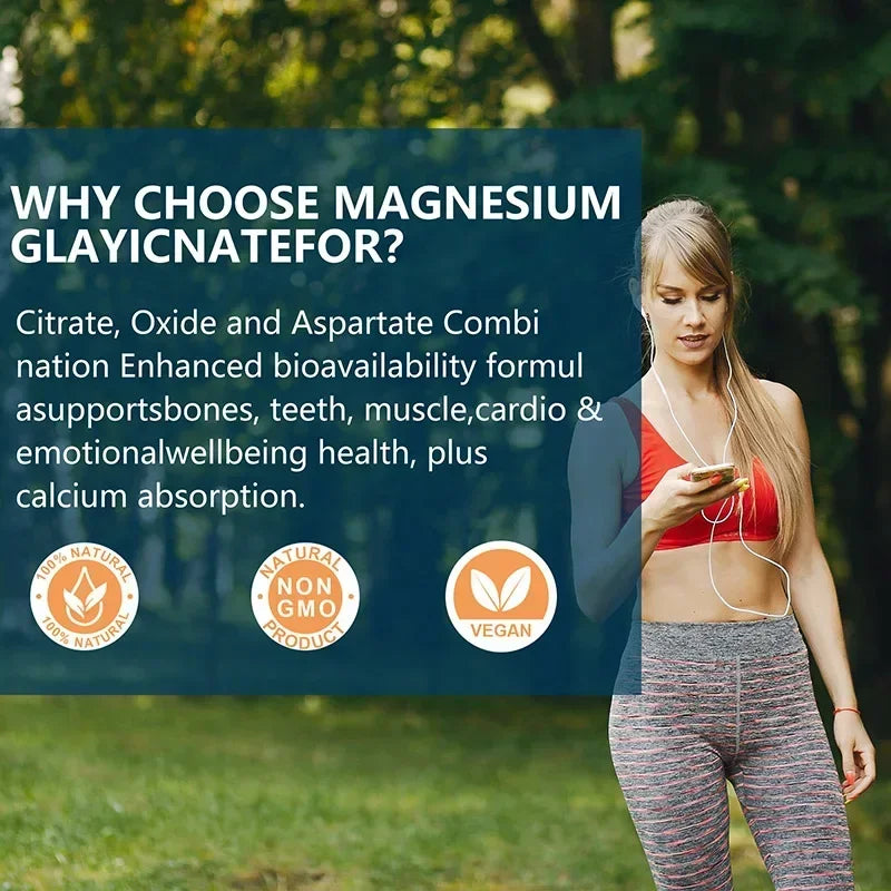 Magnesium Glycinate - Improve Sleep, Relax Nerves, Brain Health, Strengthen Muscles and Bones