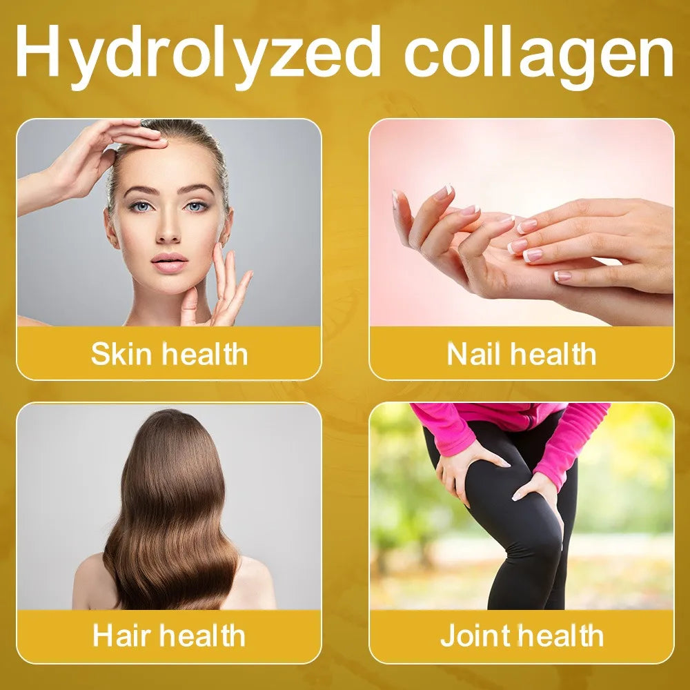 Hydrolyzed Collagen Peptide Supplement Plus VitaminC, Anti-aging, Supporting Hair, Skin, Nails, Joints & Bones Health
