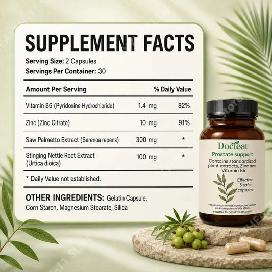 Saw Palmetto Capsules with Nettle Root Zinc Vitamin B6 Herbal Supplement for Men's Daily Wellness 60 Capsules