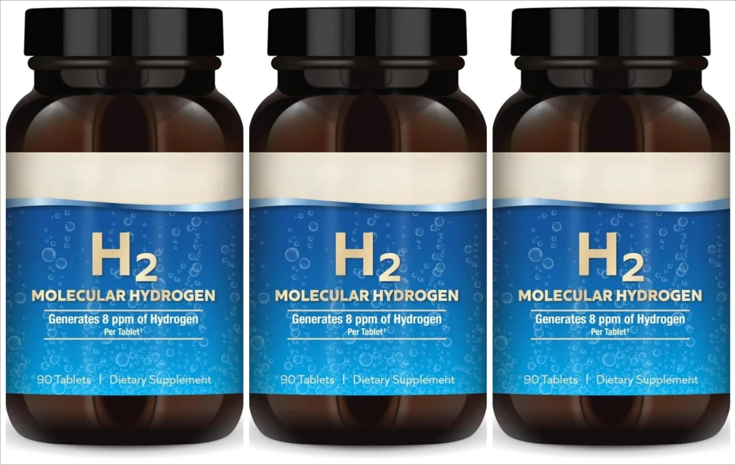 Molecular Hydrogen H2 Tablets 90 Count Elemental Magnesium 8 PPM GMO-Free General Wellness Supplement for Health Maintenance