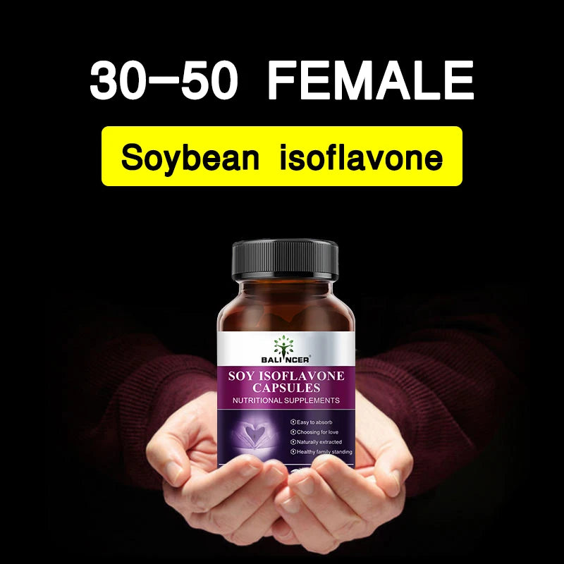 Soy Isoflavone Capsules, Women's Health Hormone Balance, Menopause Relief, Mood Support, Non-GMO Female Nutritional Supplement
