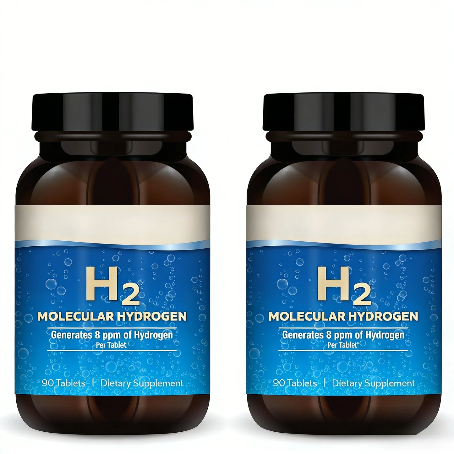 Molecular Hydrogen H2 Tablets 90 Count Elemental Magnesium 8 PPM GMO-Free General Wellness Supplement for Health Maintenance