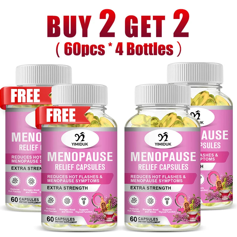 Buy 2 Get 2 Free! Natural Menopause Relief Supplement, for Reduces Hot Flashes & Night Sweats, Mood Balance & Better Sleep