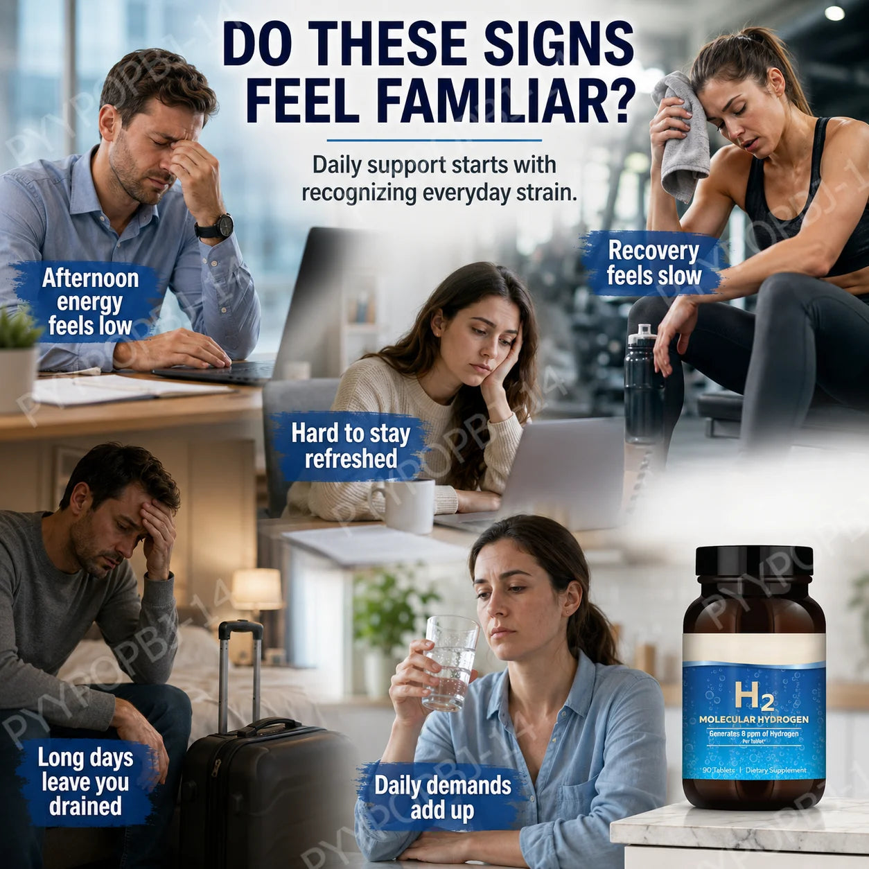 Molecular Hydrogen H2 Tablets 90 Count Elemental Magnesium 8 PPM GMO-Free General Wellness Supplement for Health Maintenance