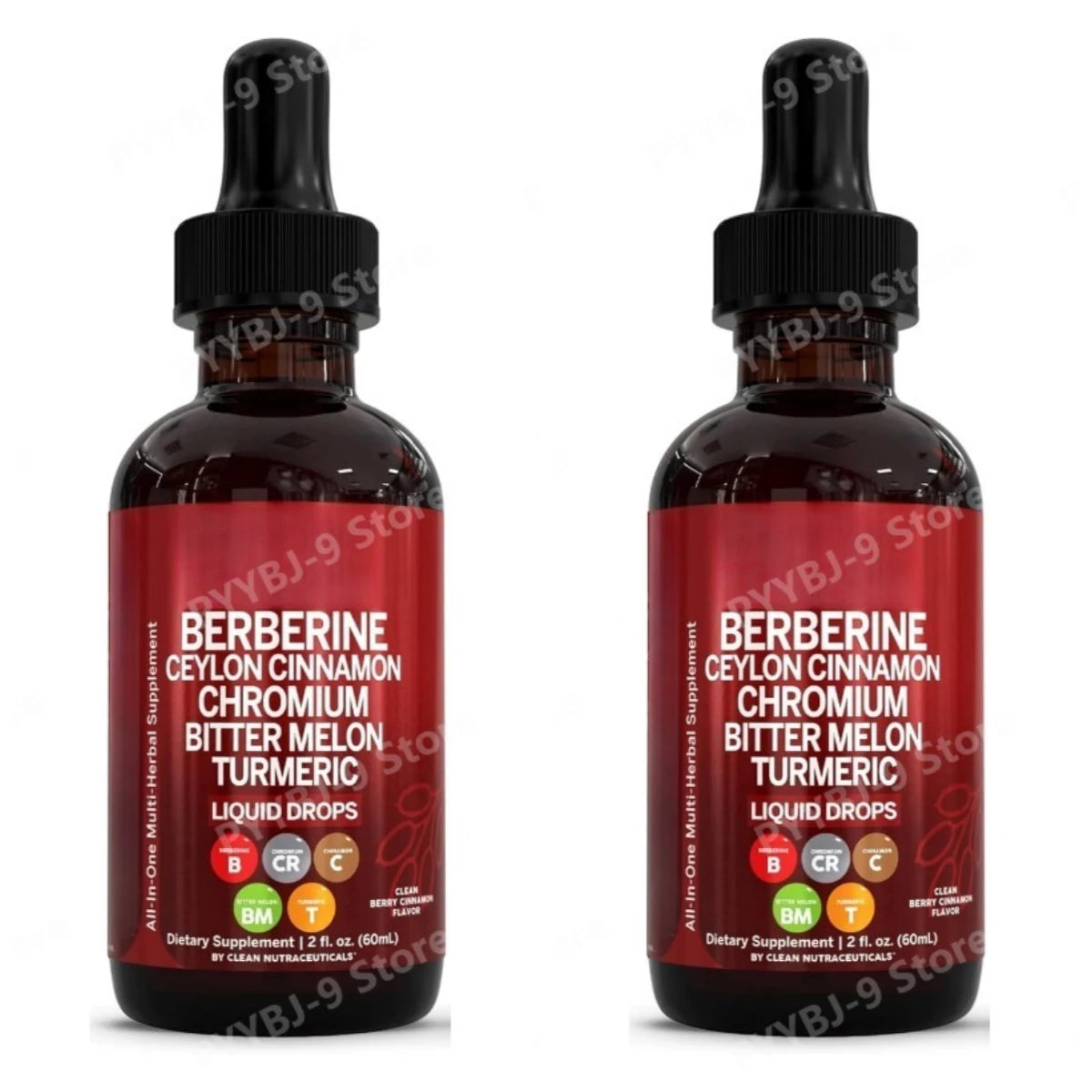 Berberine Chromium Turmeric Ginseng Liquid Drops 60ml Organic Herbal Supplement Daily Wellness Balance Support for Adults