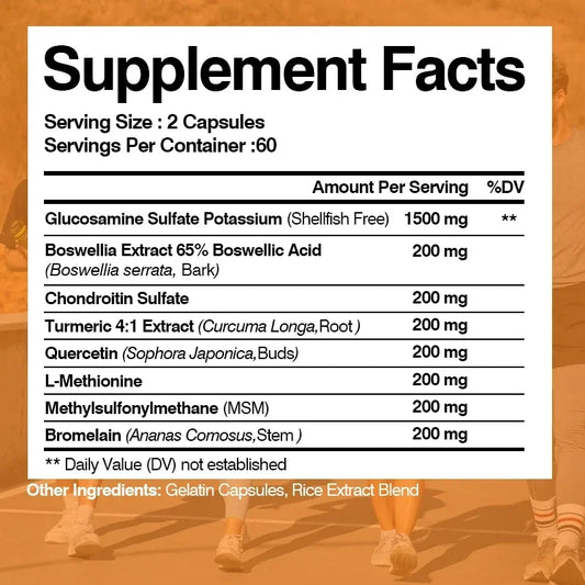 Chondroitin Turmeric MSM Glucosamine Triple Strength 2100 Mg for Hips, Knees, Joints & Back Comfort - Joint Supplements