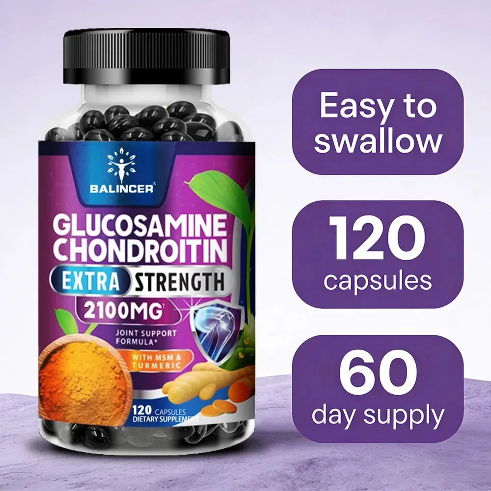 Glucosamine Chondroitin Turmeric & MSM - Joint Health Supplement, Antioxidant, Helps Relieve Back, Knees and Hand Pain