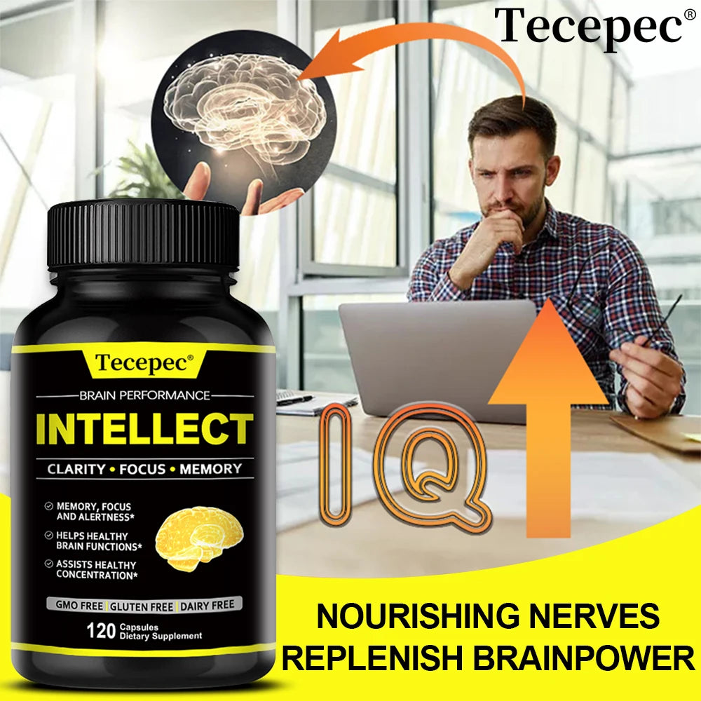 Memory, Focus, Clarity, Energy Brain Supplement - Nootropic Brain Boosters DMAE Bacopa Monnieri & Phosphatidylserine Capsules