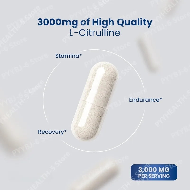 L-Citrulline 3000mg 60 Capsules Supplement for Men & Women Muscle Recovery Support Vegan Non-GMO Fitness Performance