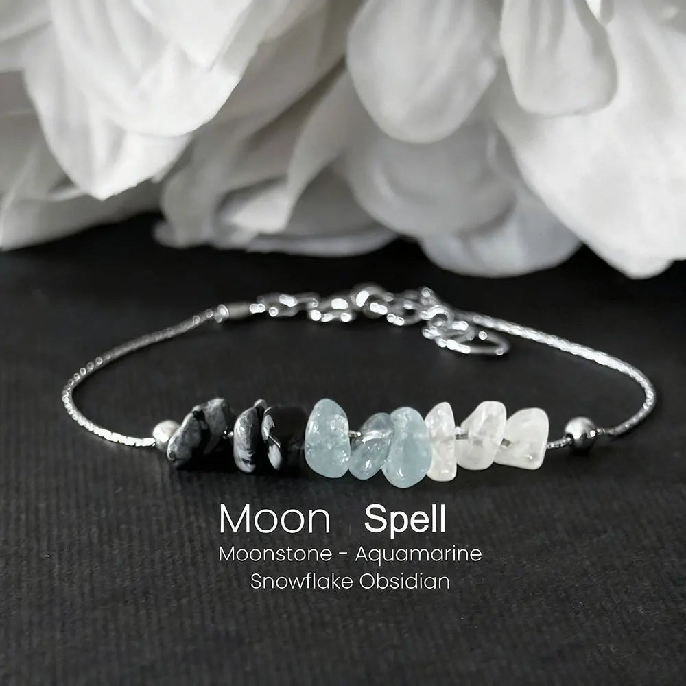 Natural Strawberry Quartz Moonstone Alloy Bracelets Menopause Support Bracelet Hormone Balance Crystal Jewelry with Size Chart