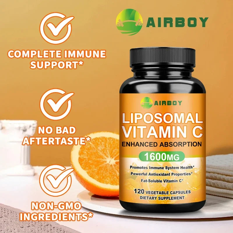 Liposomal Vitamin C 1600mg - Promotes Collagen Production, Immune Support, Powerful Antioxidant