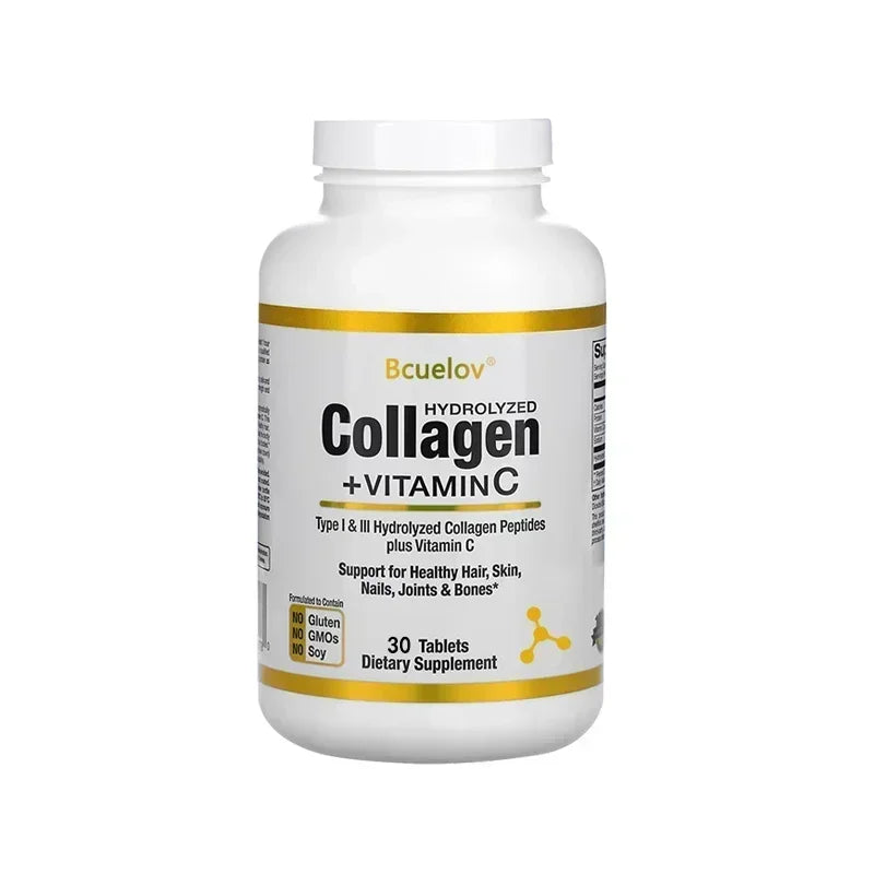 Hydrolyzed Collagen Peptide Supplement Plus VitaminC, Anti-aging, Supporting Hair, Skin, Nails, Joints & Bones Health