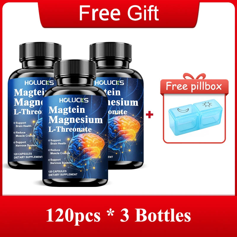 Magnesium L-Threonate Supplement, Support Brain Health, Focus, Memory & Nervous System, Relieve Muscle Cramps for Body Wellness