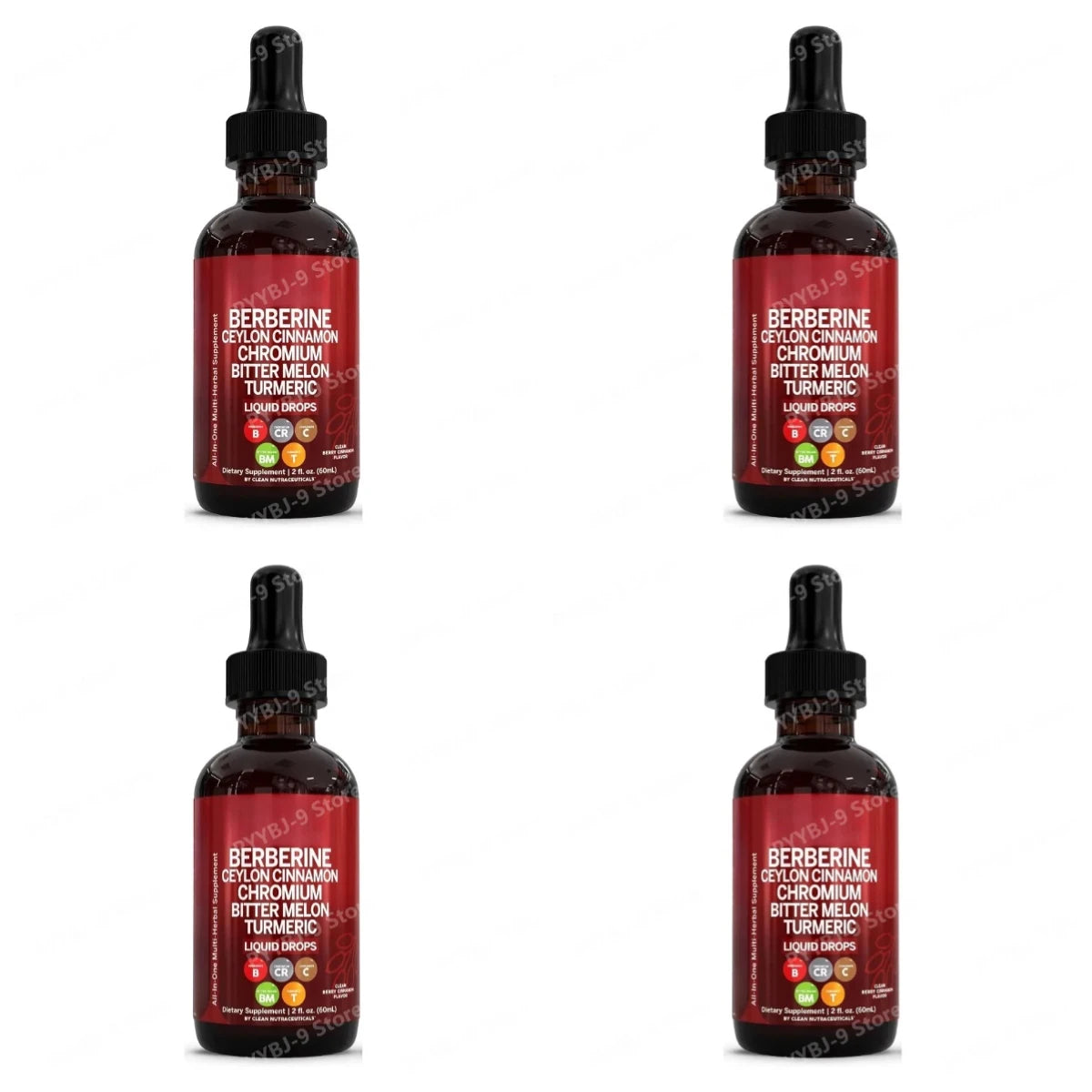 Berberine Chromium Turmeric Ginseng Liquid Drops 60ml Organic Herbal Supplement Daily Wellness Balance Support for Adults