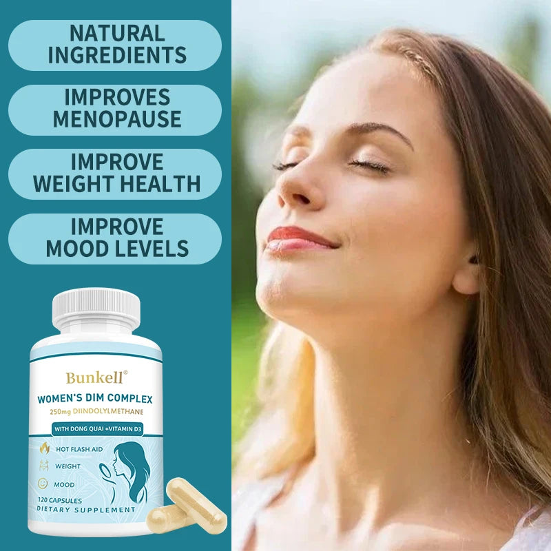 DIM Supplement with BioPerine Extract - Hormone Balance for Menopause & Prostate Health, Metabolism Boost, Body Balance