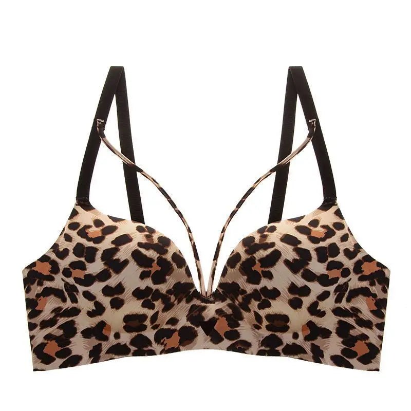 2025 New Arrival Sexy Leopard Print Bra for Woman Small Bust Lift Enhances Fullness Wire-Free Desire Seamless Bra Underwear