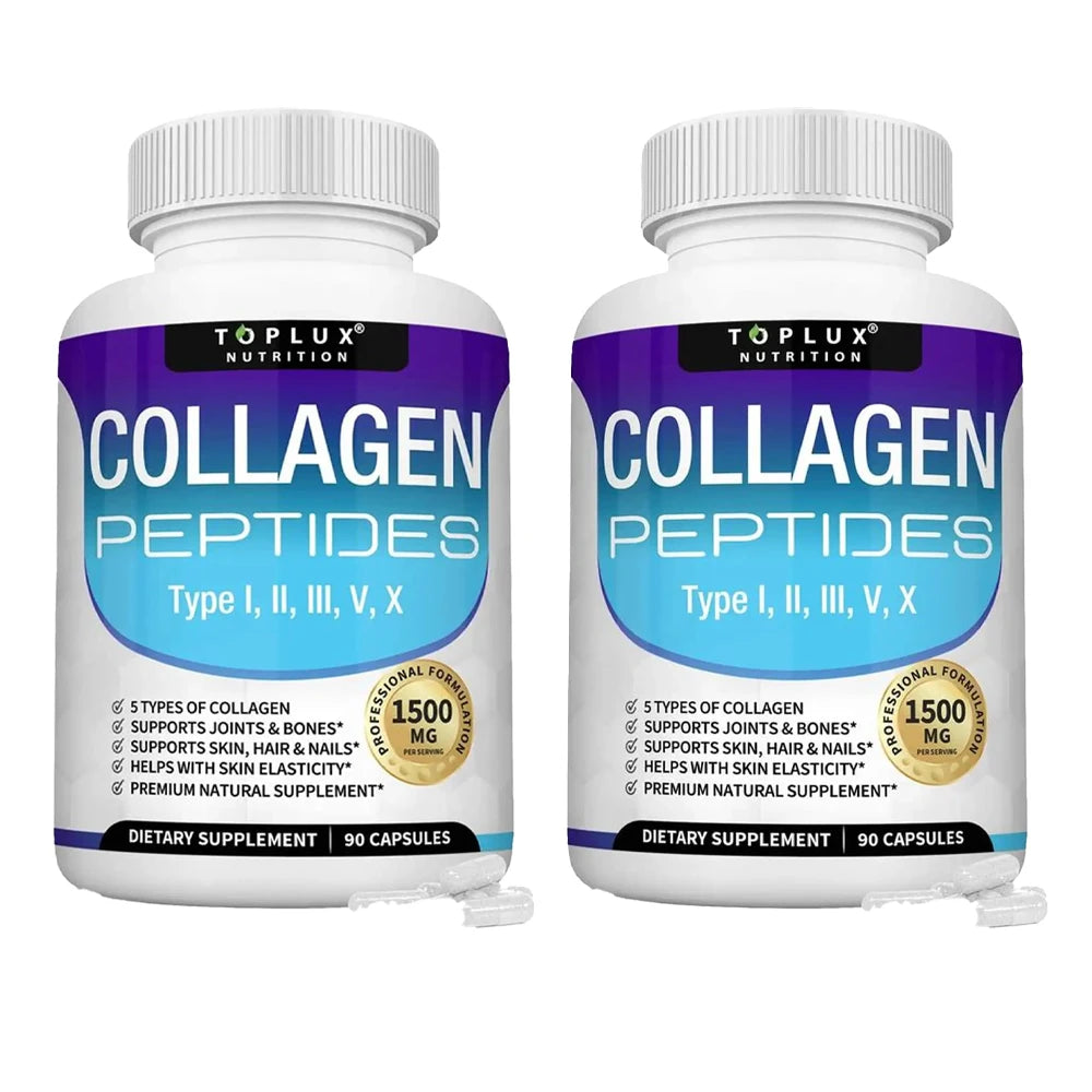 Collagen peptide tablets 1800 mg - premium collagen complex, improves skin and hair, strengthens joints, 90 capsules, supplement