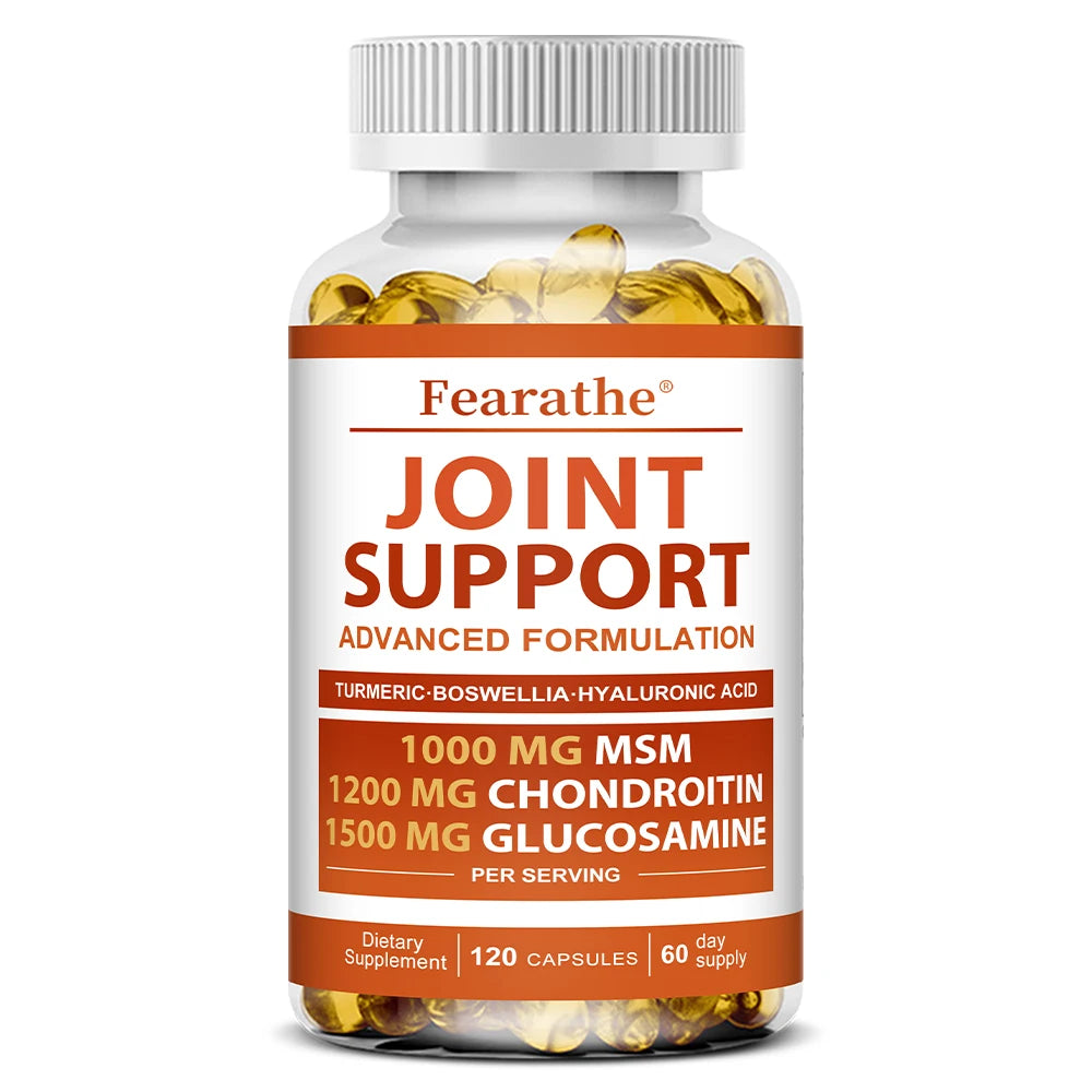Glucosamine Chondroitin Turmeric Msm, Joint Support Supplement Relief Bones, Back, Knees and Hands, 30/60/120 Softgels, NON-GMO
