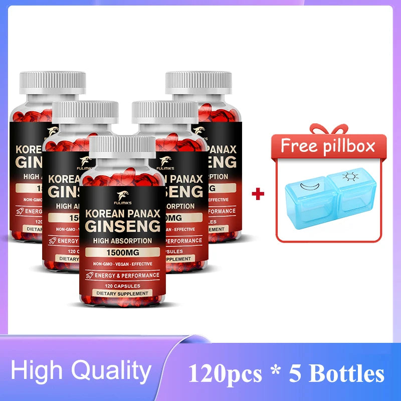 Panax Ginseng 15,000 mg - Red Korean Ginseng Supplement for Men - Extra Strength - Energy, Focus, Productivity & Performance
