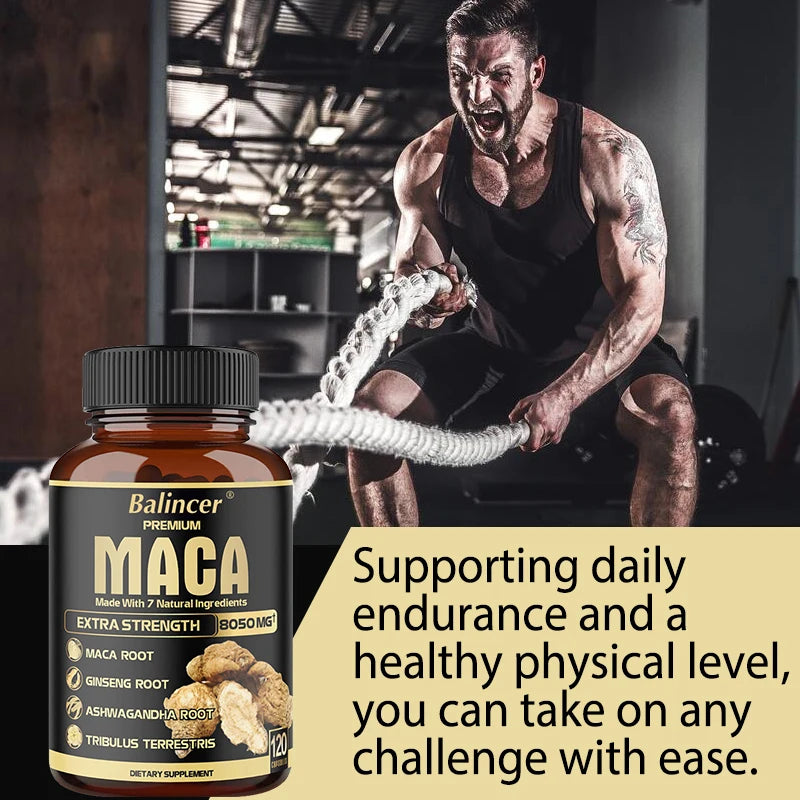 Powerful Maca Capsules, Boosts Vitality and Performance, Essential for Men, Supplement for Boosting Endurance and Strength