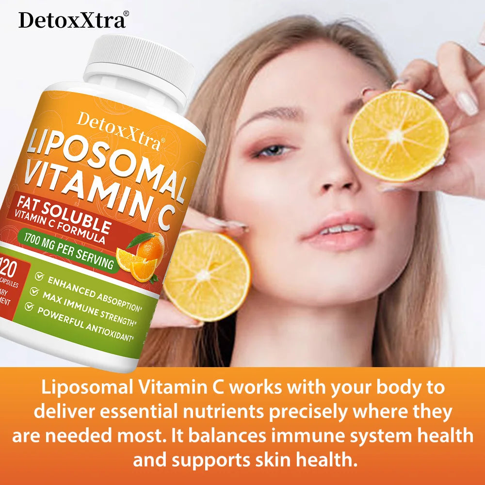 Liposomal Vitamin C 1700mg, High Absorption, Powerful Antioxidant, Supports Collagen Production, Immune & Skin Health