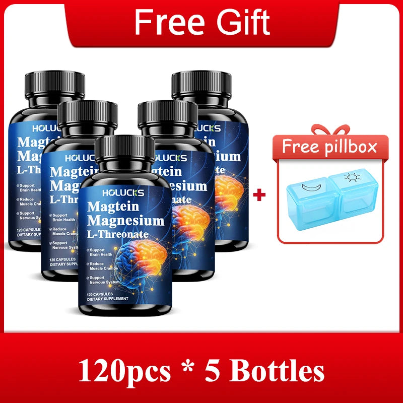 Magnesium L-Threonate Supplement, Support Brain Health, Focus, Memory & Nervous System, Relieve Muscle Cramps for Body Wellness
