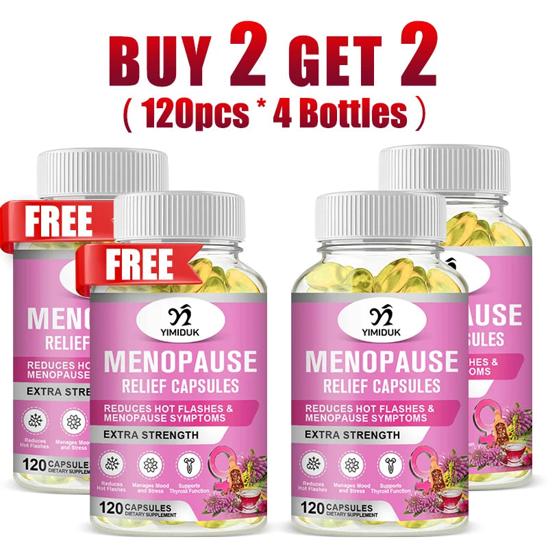 Buy 2 Get 2 Free! Natural Menopause Relief Supplement, for Reduces Hot Flashes & Night Sweats, Mood Balance & Better Sleep