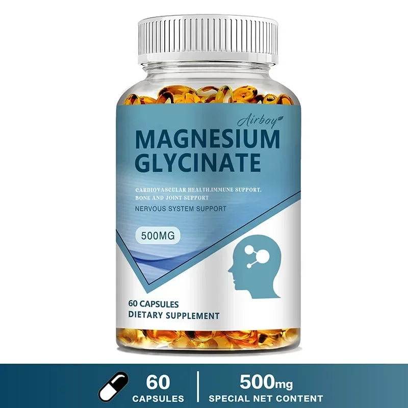 Magnesium Glycinate - Improve Sleep, Relax Nerves, Brain Health, Strengthen Muscles and Bones